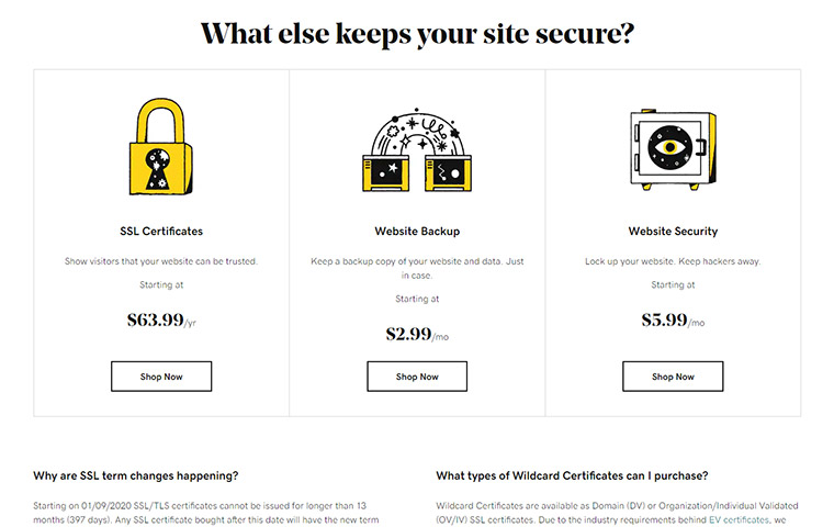 GoDaddy Security Features Prices